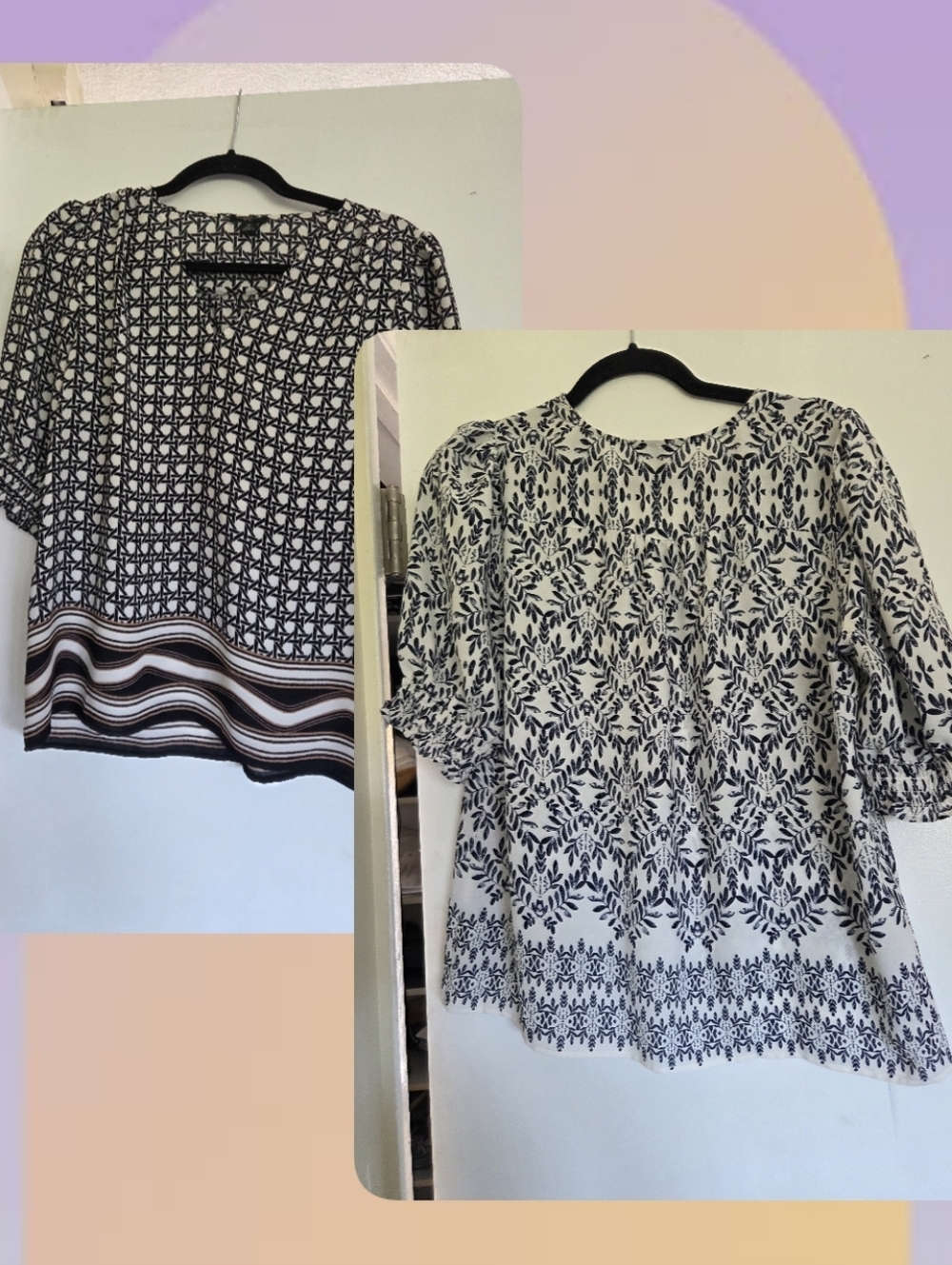 Ann Taylor Women’s Black & White Printed Blouse Bundle